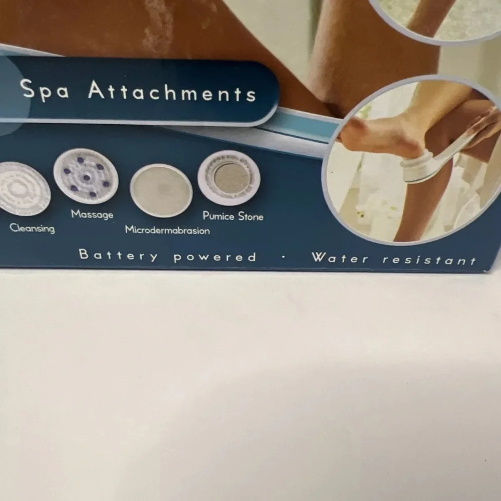 New in Box. SPIN SPA!! Spinning Spa Brush with 5 Attachments